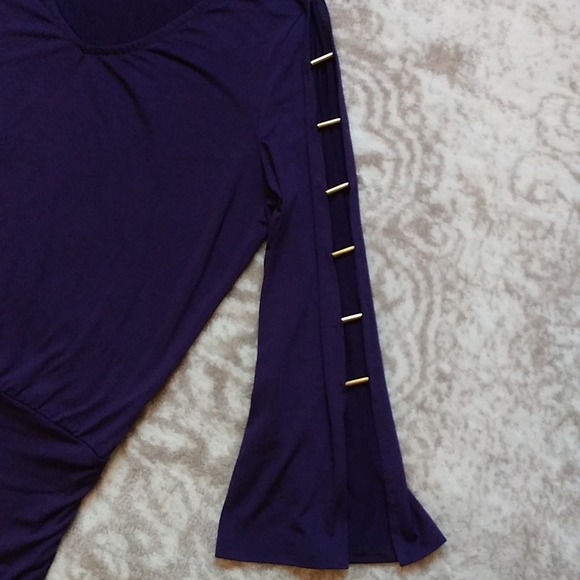 Another Reason Women's Long Sleeve Purple Blouse With Gold on Sleeves,size small - Picture 3 of 6
